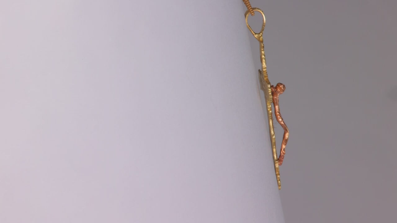 14K Yellow and Rose Gold Crucifix Pendant