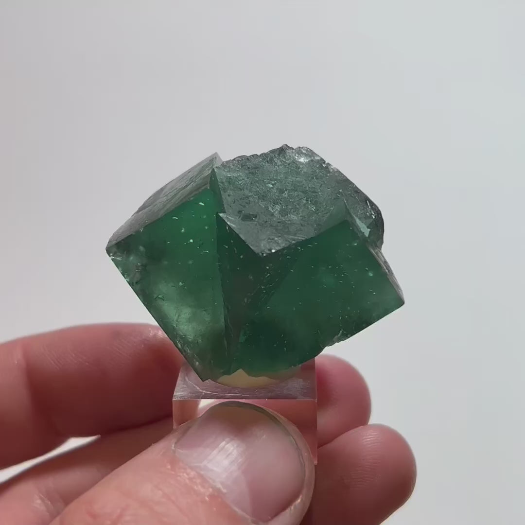 Deep Green Intergrown Rogerley Fluorite Twin Crystals 37.76 Grams