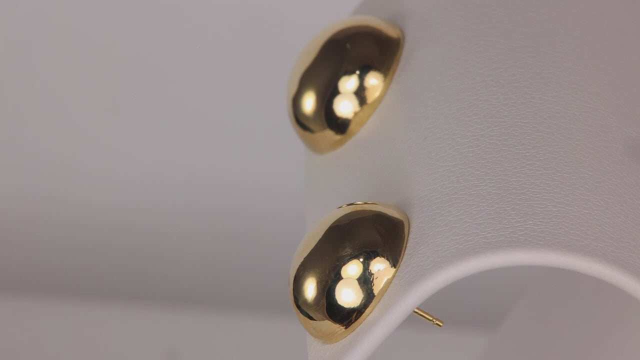 14K Yellow Gold Dome Stud Earrings