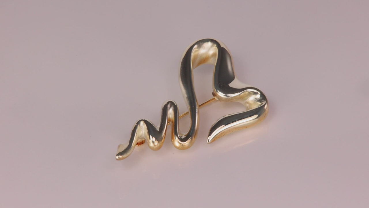 14K Yellow Gold Heart Scribble Pin