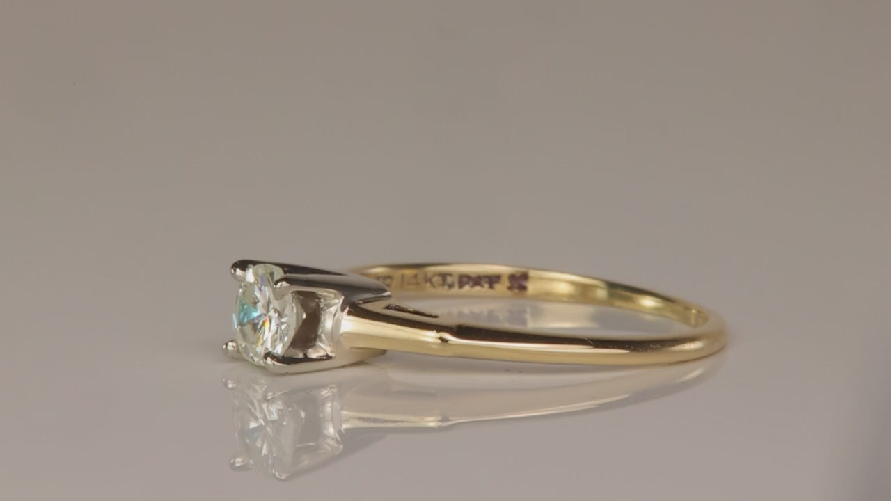 14K Two Tone Gold Diamond Solitaire Ring .25cts