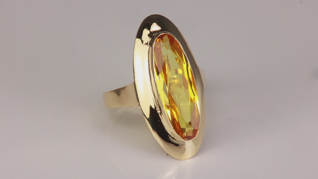 14K Yellow Gold Synthetic Yellow Sapphire Ring