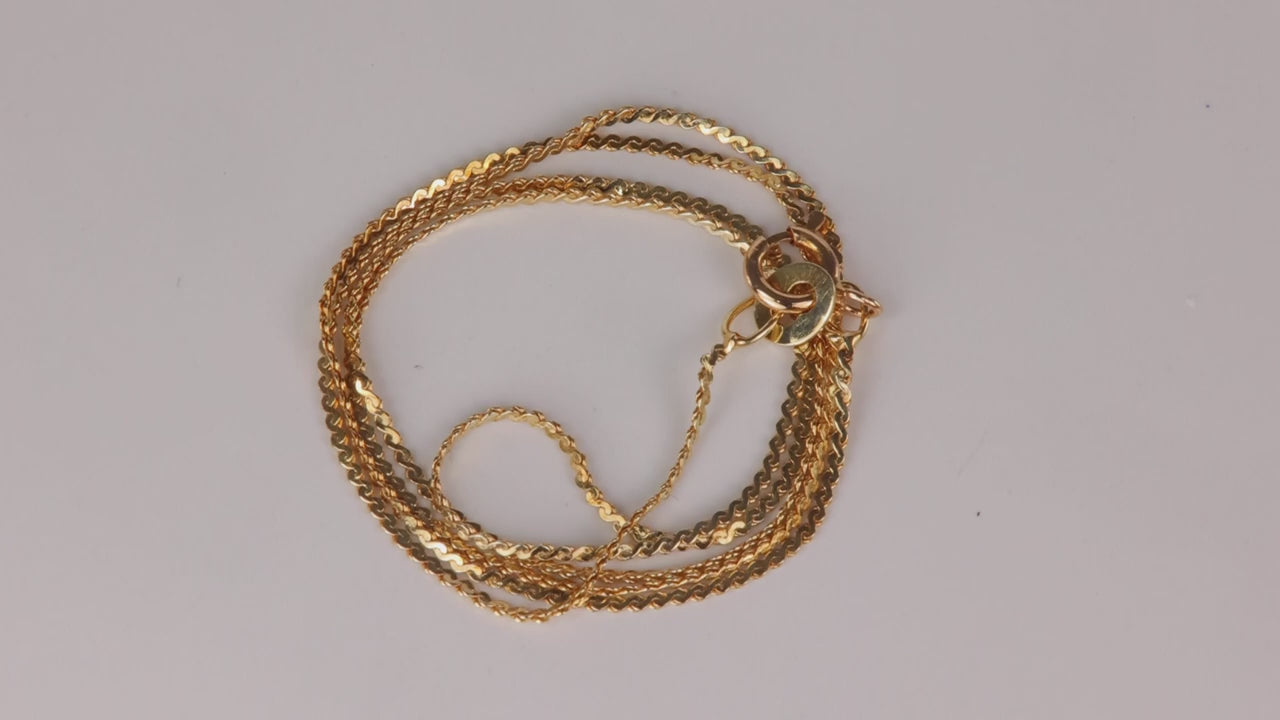 14K Yellow Gold Dainty Serpentine Link Chain 15"