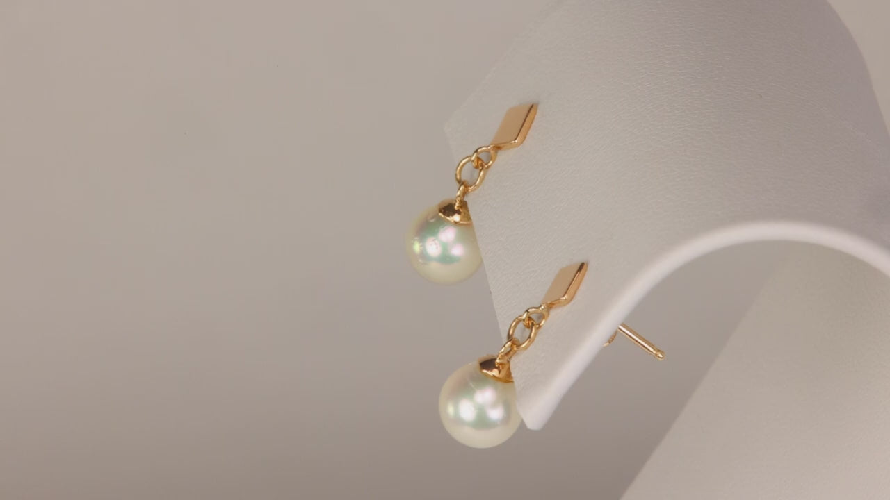 14K Yellow Gold Pearl Drop Earrings