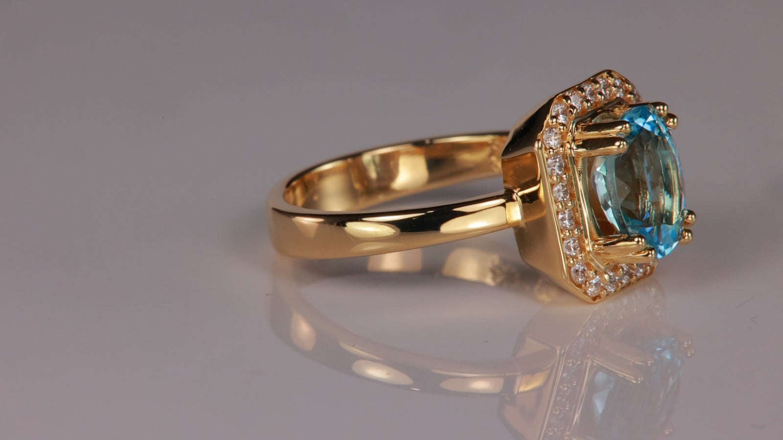 14K Yellow Gold Aquamarine and Diamond Ring By Christopher Michael 1.82 Cts