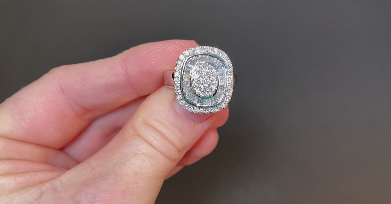 14K White Gold Fine Diamond Ring 1.20 Carats