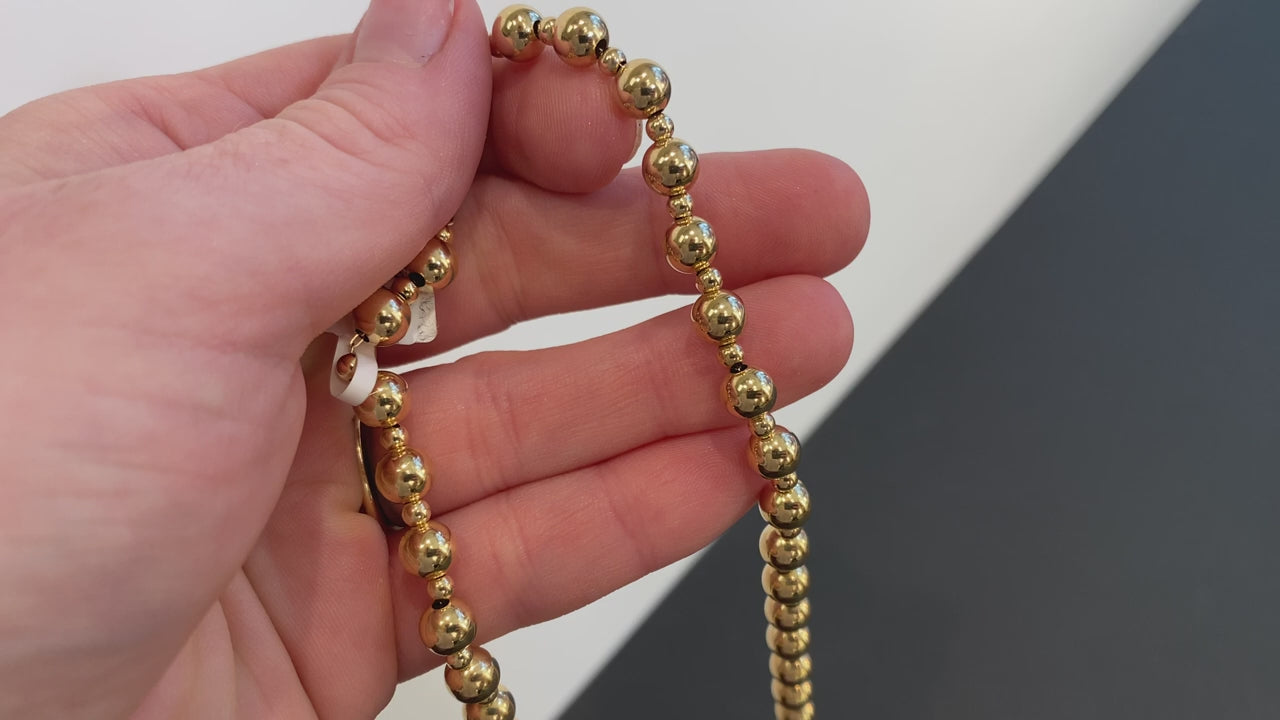 14K Yellow Gold Bead Necklace 24"