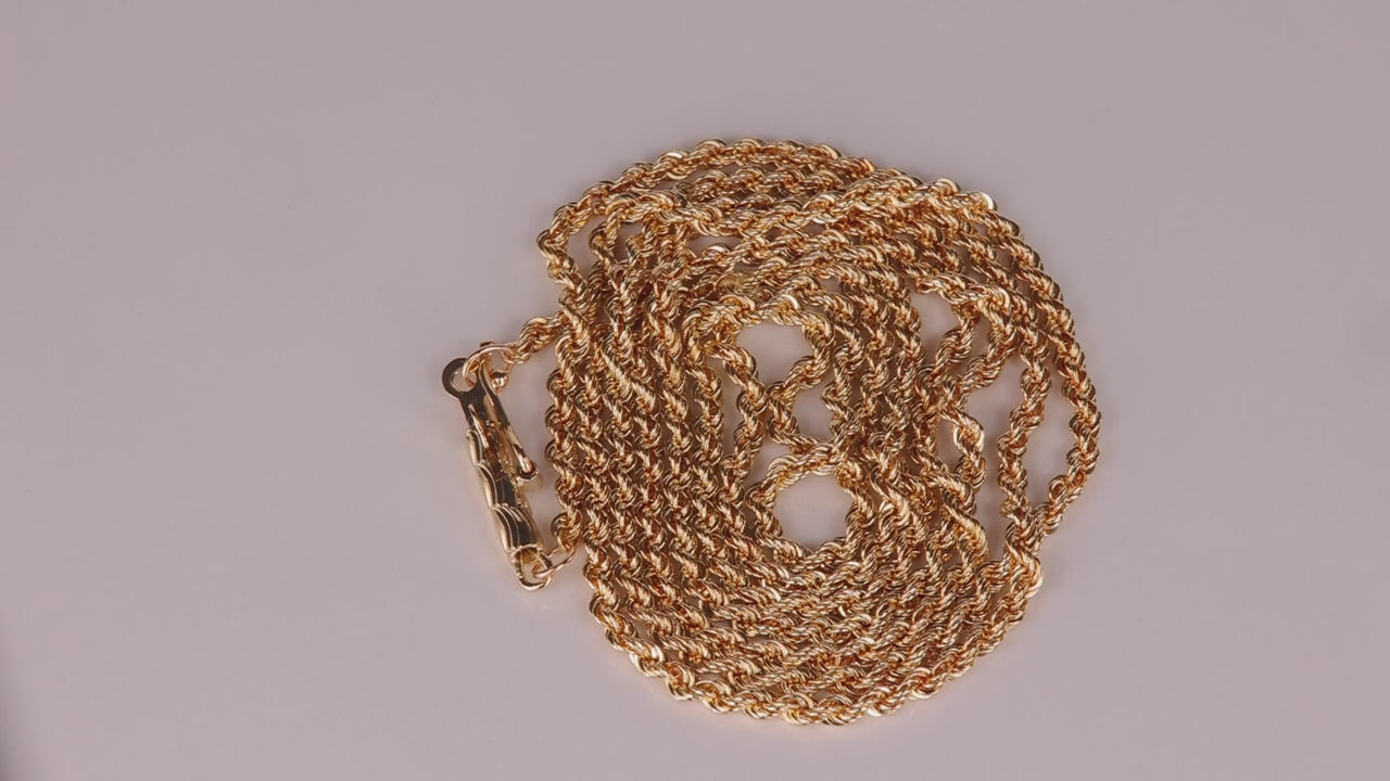 14K Yellow Gold Rope Chain 24"