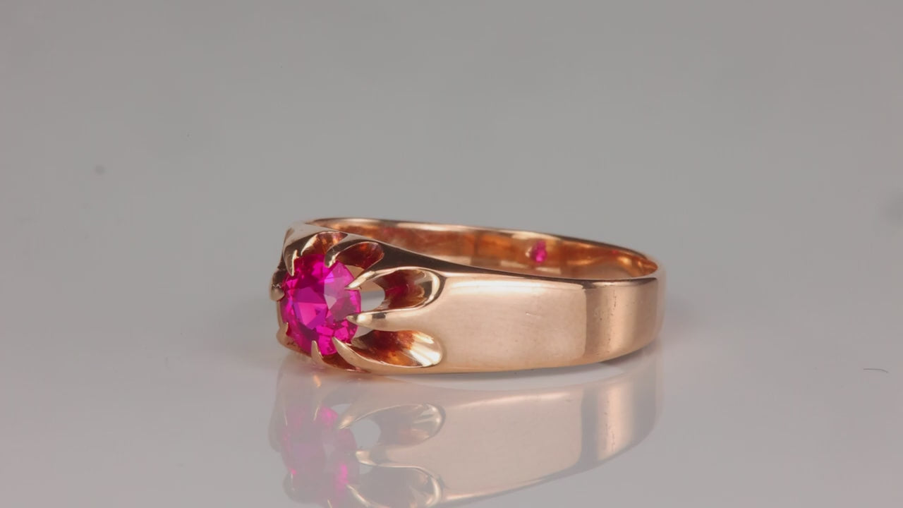 10K Yellow Gold Synthetic Ruby Ring