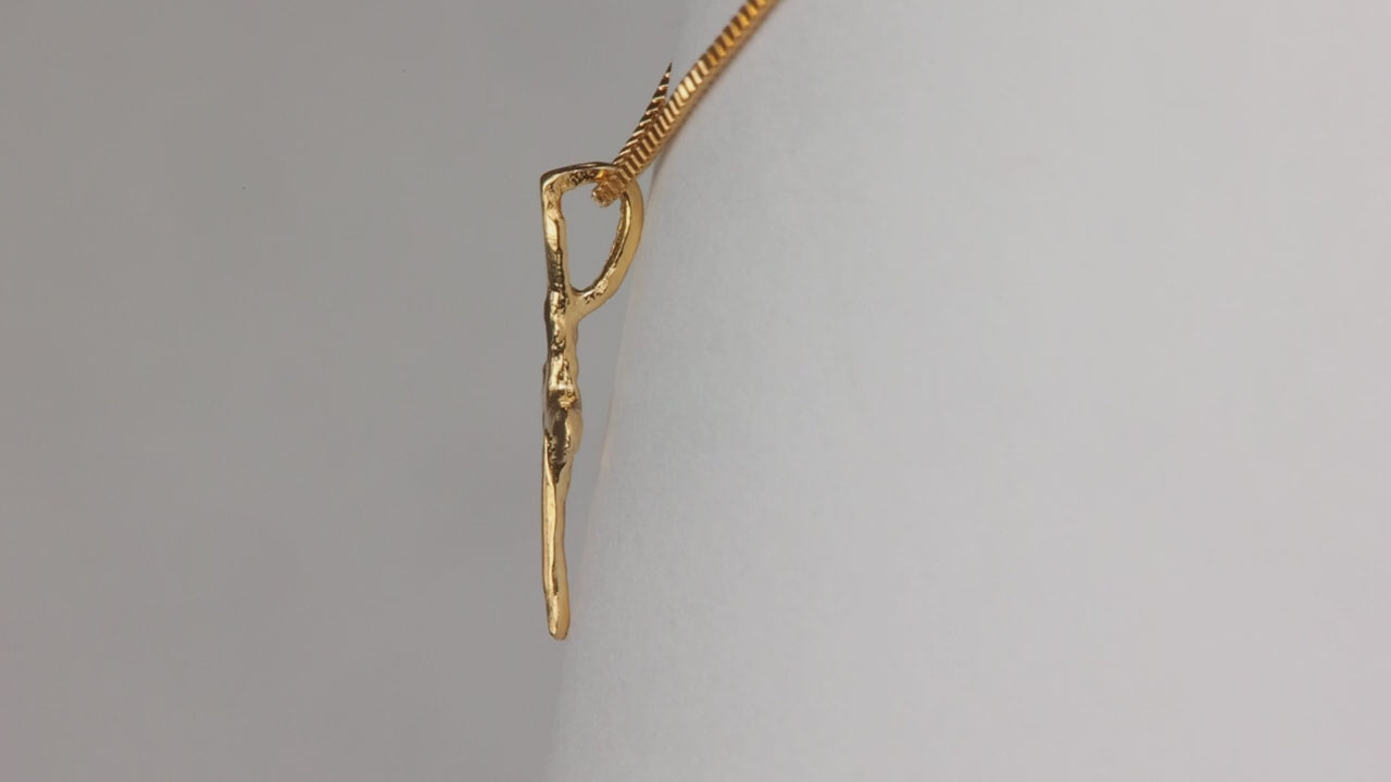 14K Yellow Gold Diamond Cut Cross Pendant
