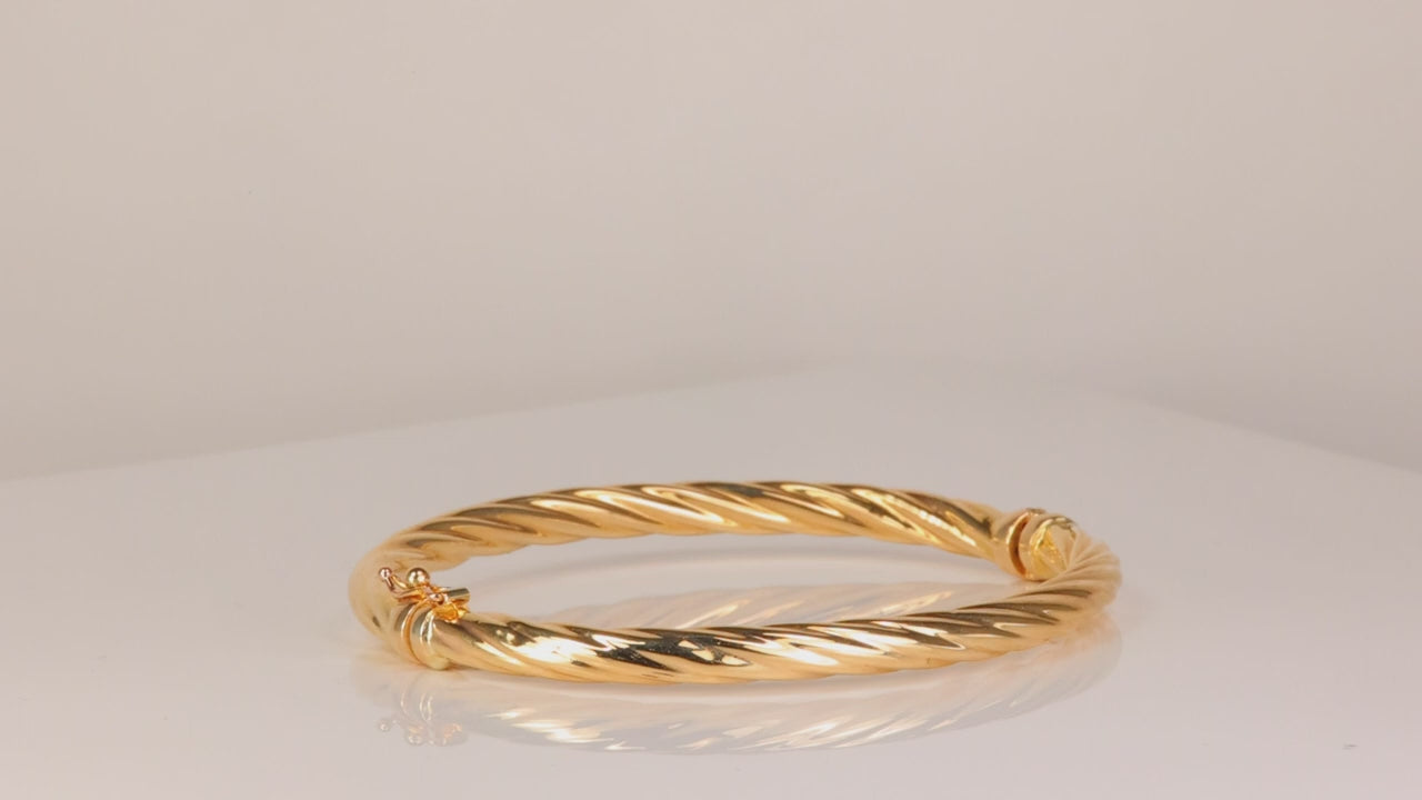 10K Yellow Gold Twist Bangle Bracelet 8"