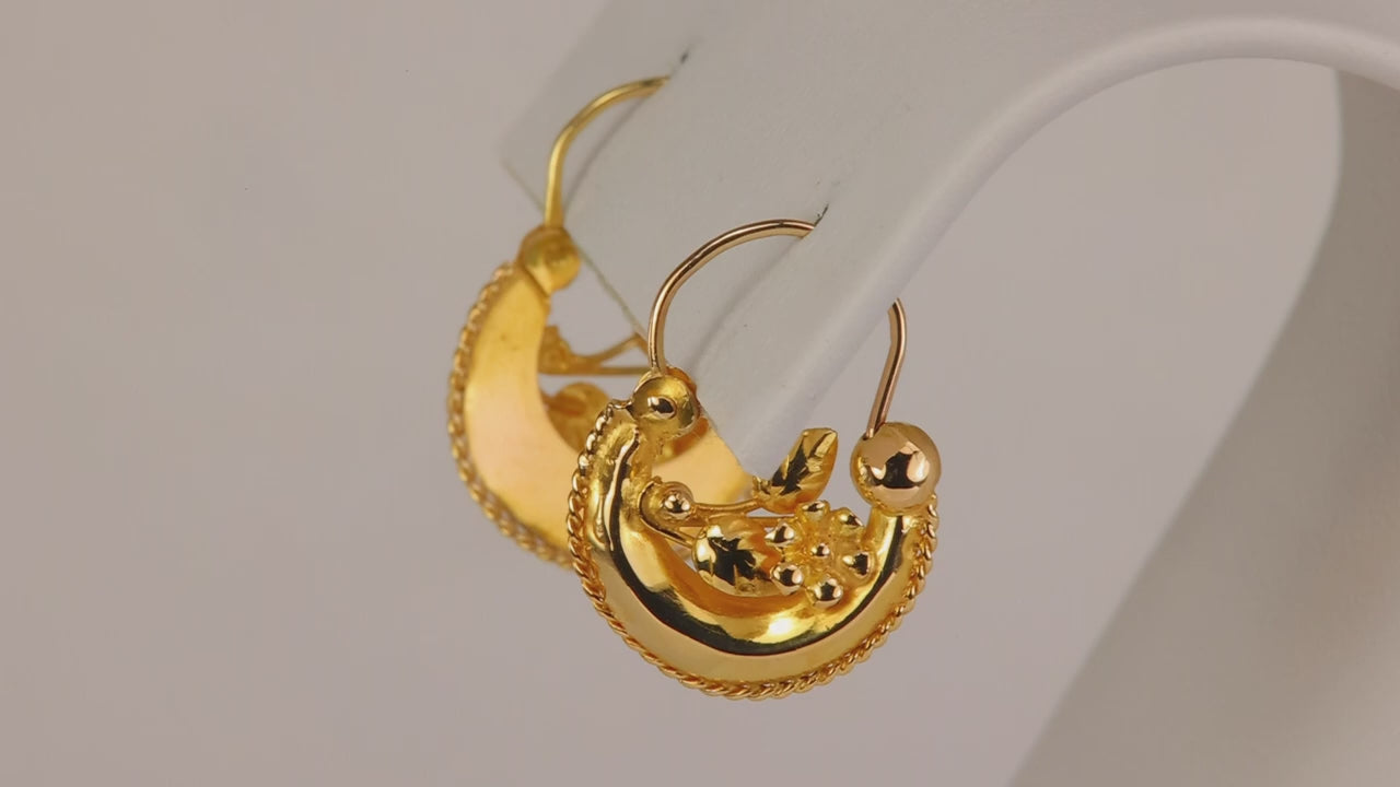 18K Yellow Gold Floral Earrings