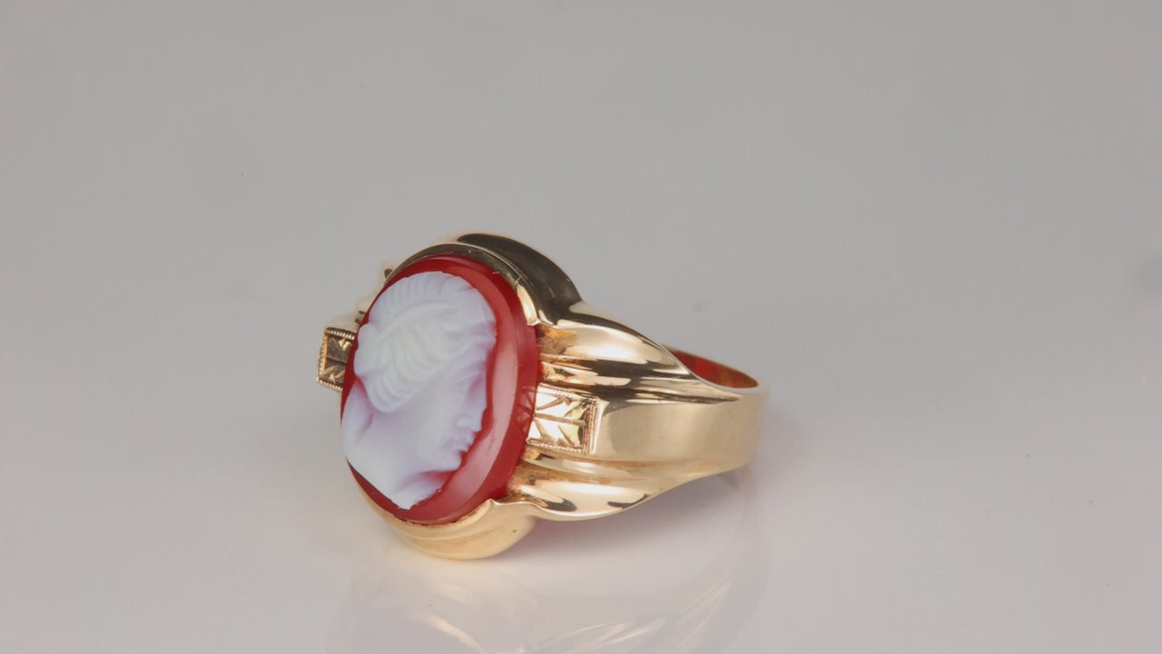 10K Yellow Gold Shell Cameo Ring