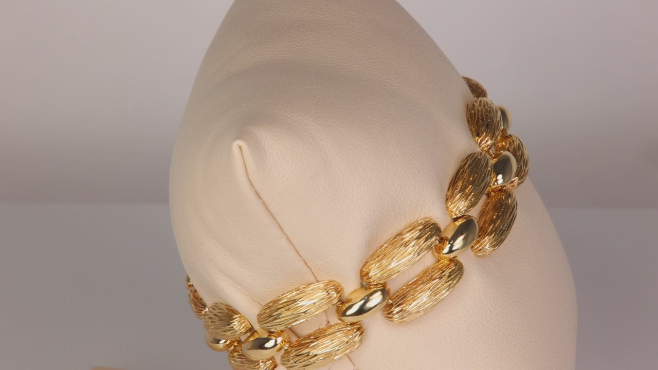 14K Yellow Gold Jumbo Panther Link Bracelet 7"