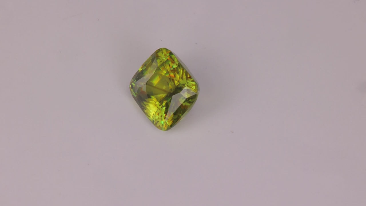 Antique Cushion Cut Sphene With Strong Dispersion 5.05 Carats