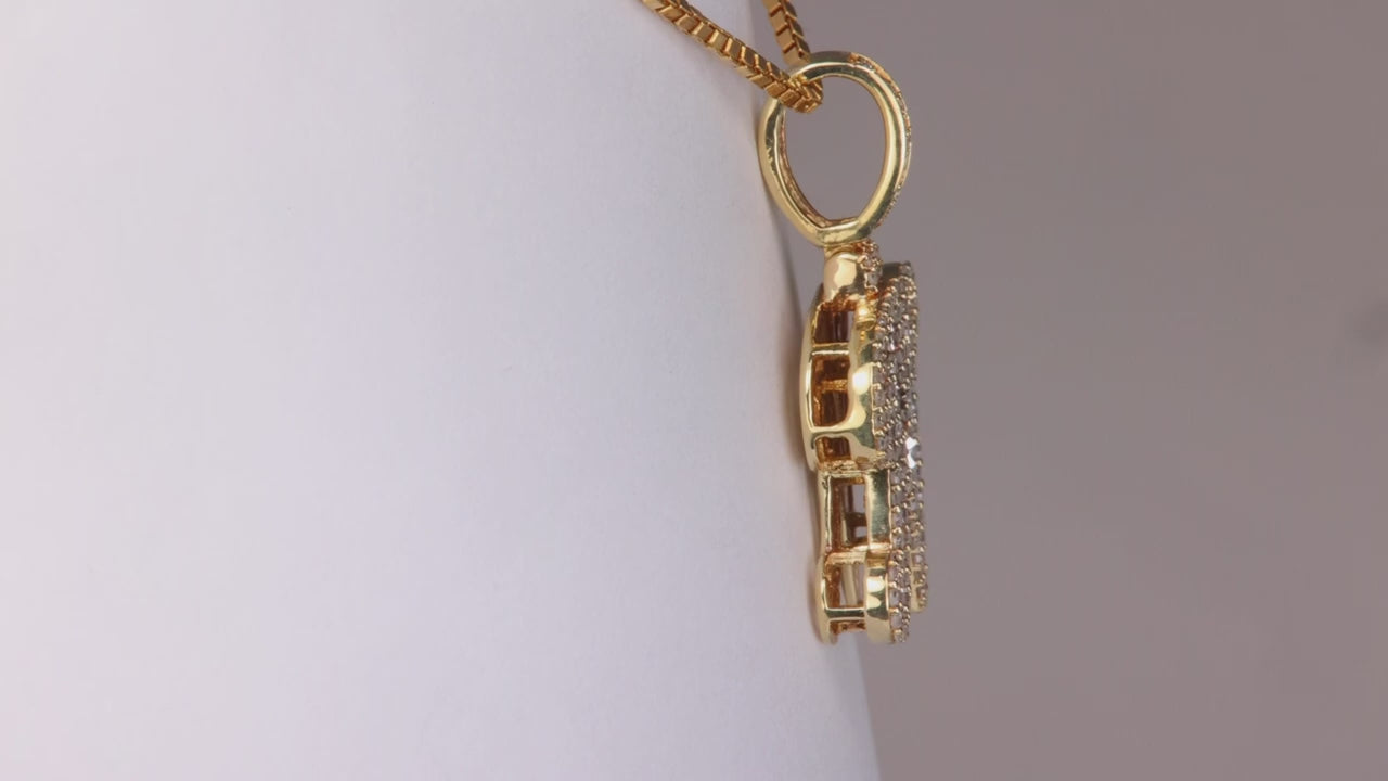 10K Yellow Gold Diamond Encrusted Letter "N" Initial Pendant