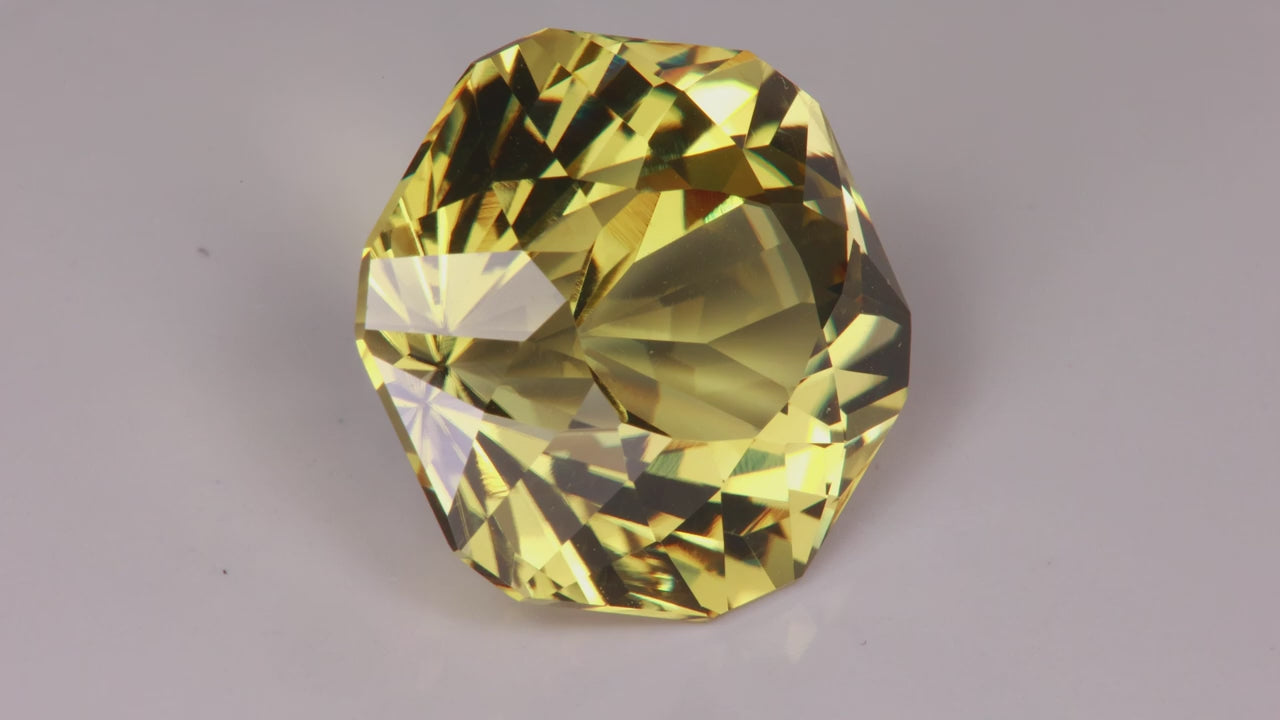 Brilliant Hexagon Cut Triphane (Green Spodumene) 31.35 Carats