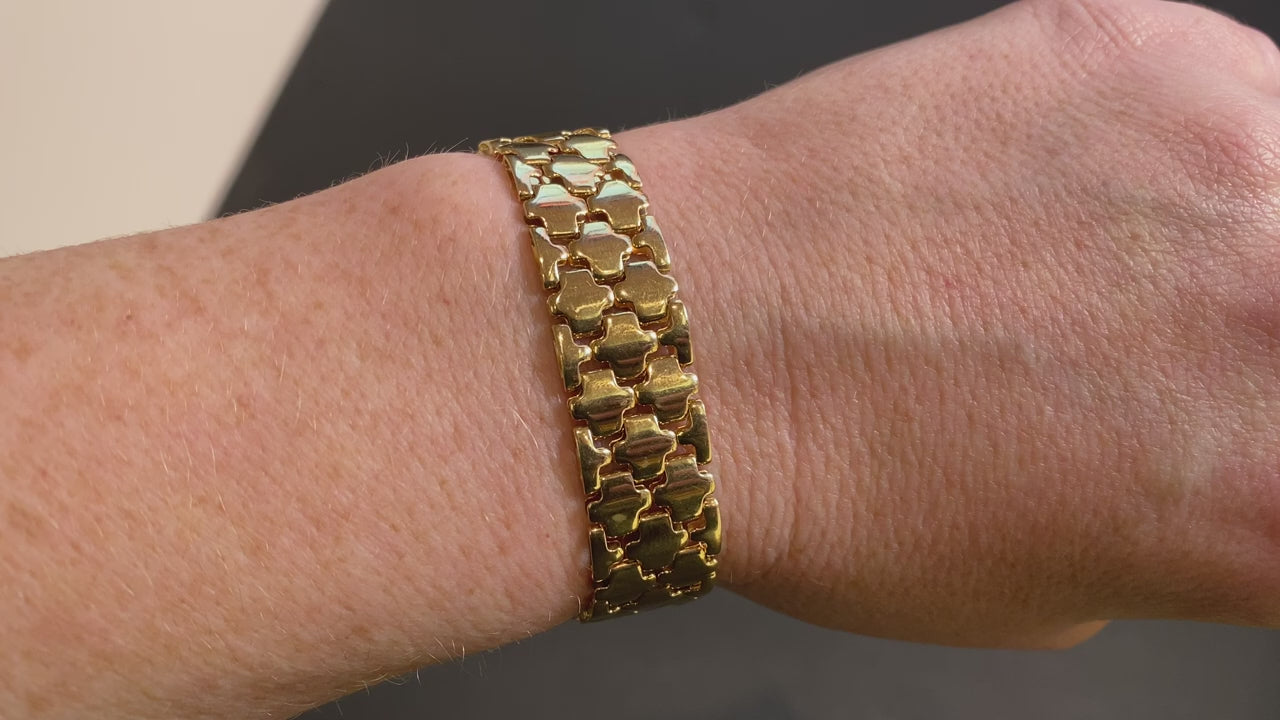 14K Yellow Gold Swiss Cross Link Bracelet