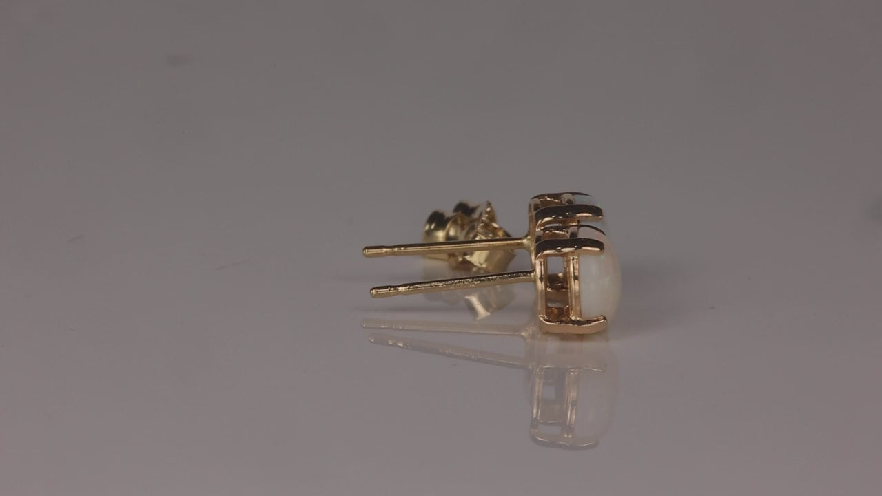 14K Yellow Gold Australian Opal Stud Earrings