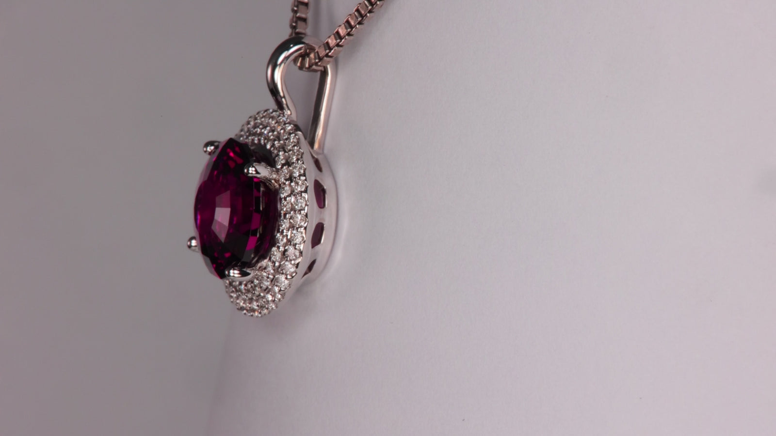 14K White Gold Mixed Round Brilliant Rhodolite Garnet Pendant With Diamonds 8.95 Carats