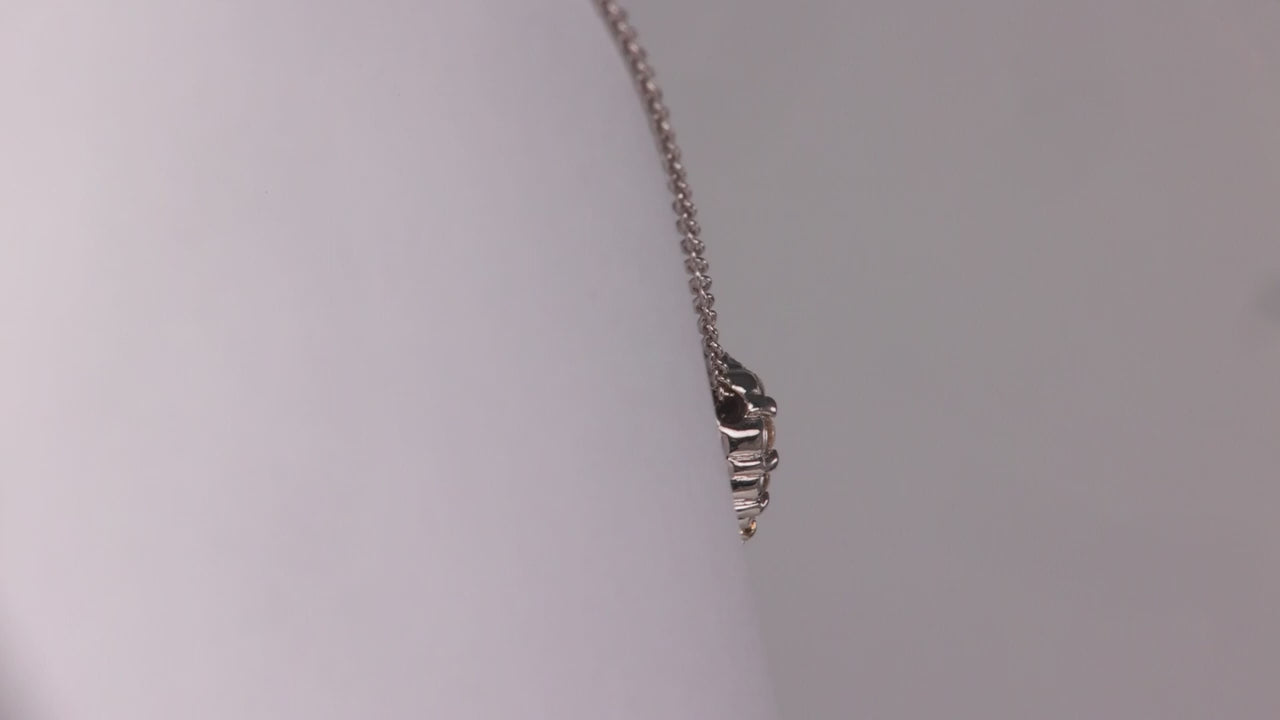 18K White Gold Fine Diamond Cable Link Heart Necklace .10cts