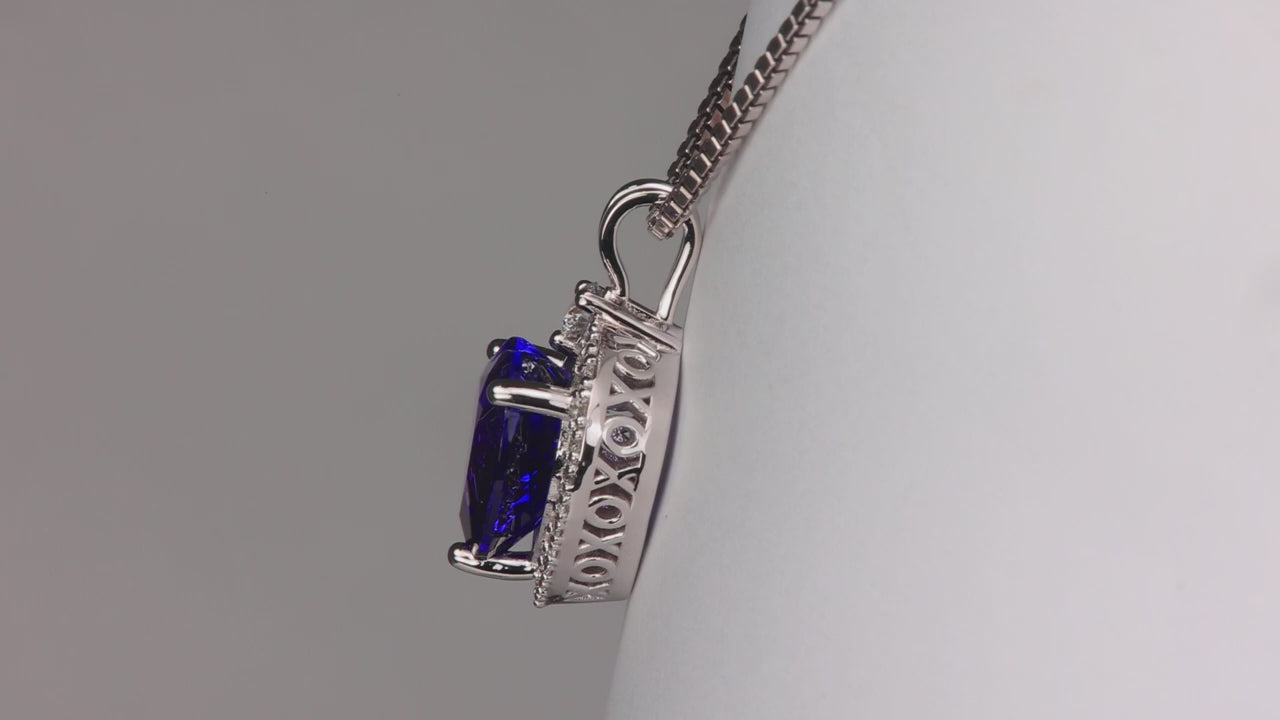 14K White Gold Tanzanite Heart Pendant with Diamonds 7.31 Carats