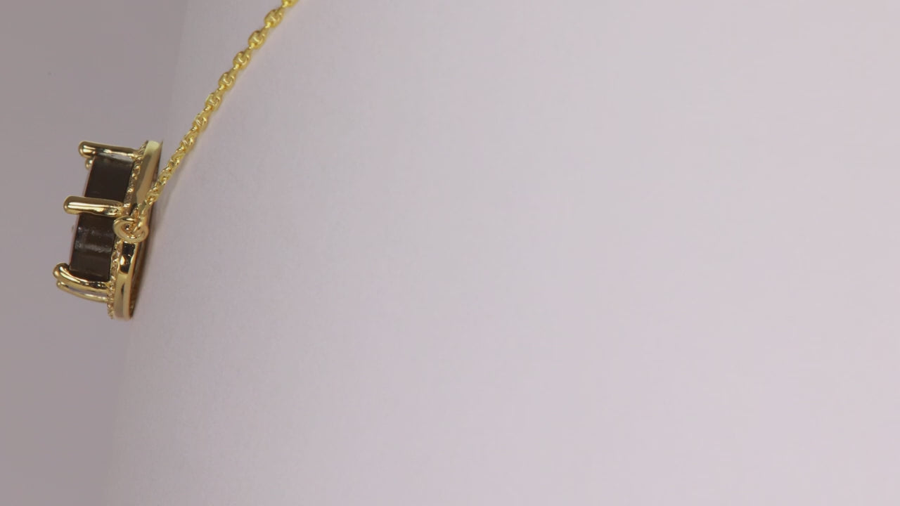 14K Yellow Gold Ammolite and Diamond Necklace 5.70 Carats