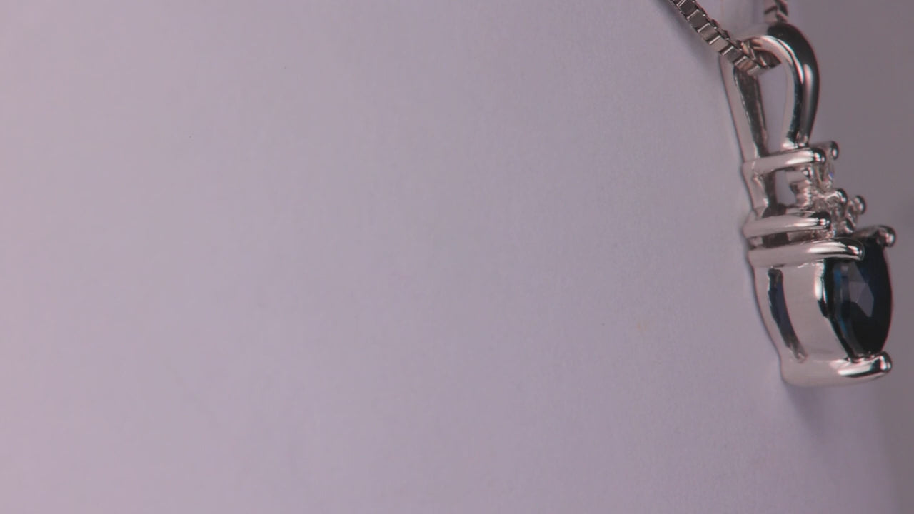 18K White Gold Sapphire and Diamond Pendant