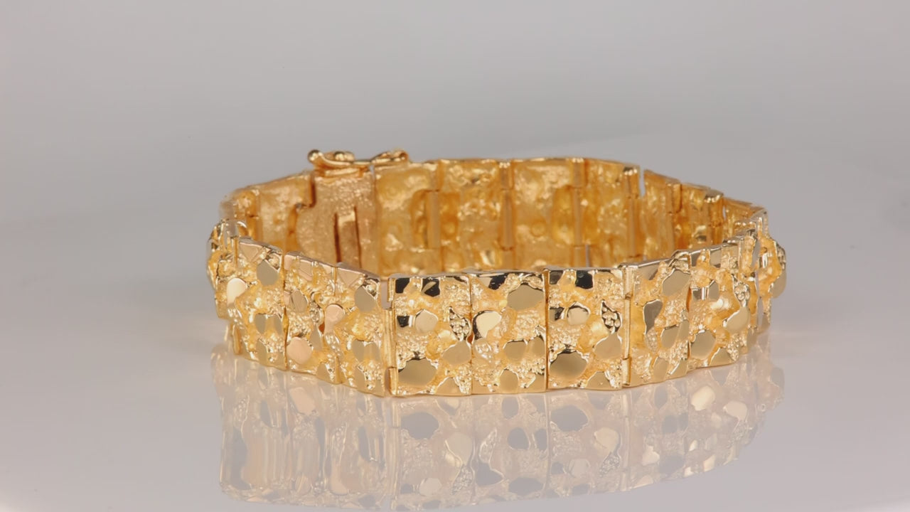 14K Yellow Gold Nugget Style Bracelet 8"
