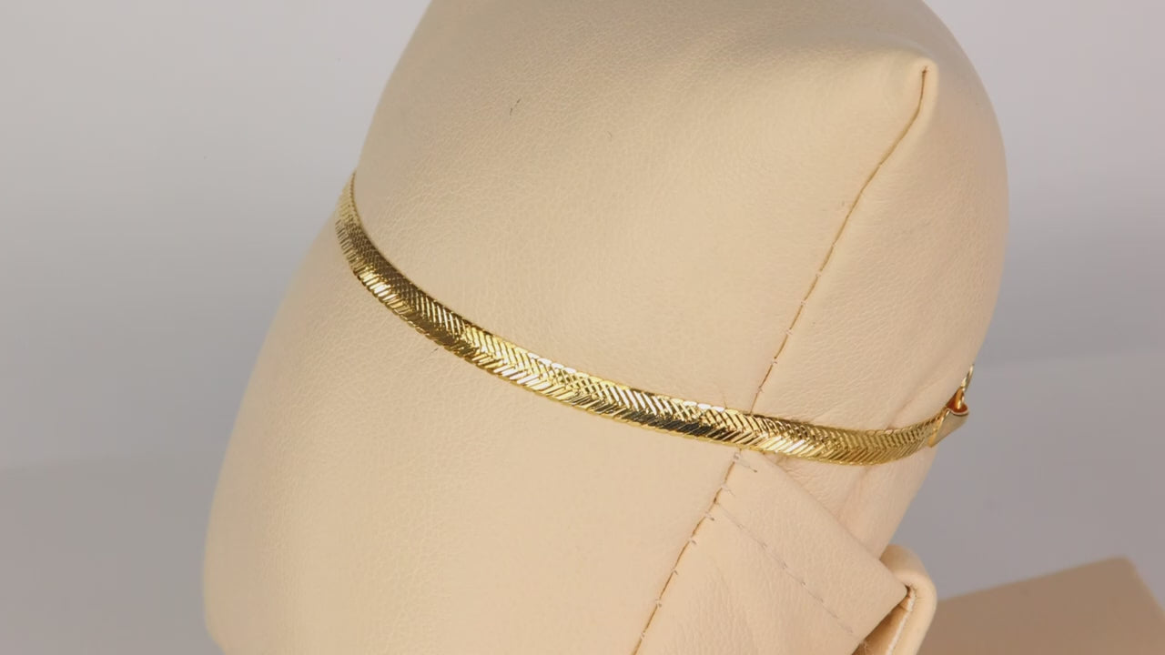 14K Yellow Gold Herringbone Style Bracelet