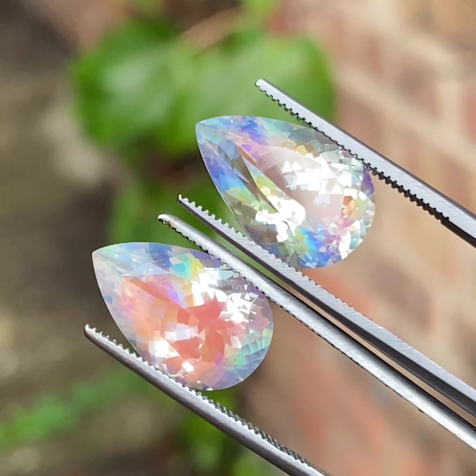 Pair of Pear Shape Brilliant Cut Moonstones 14.26 CTTW