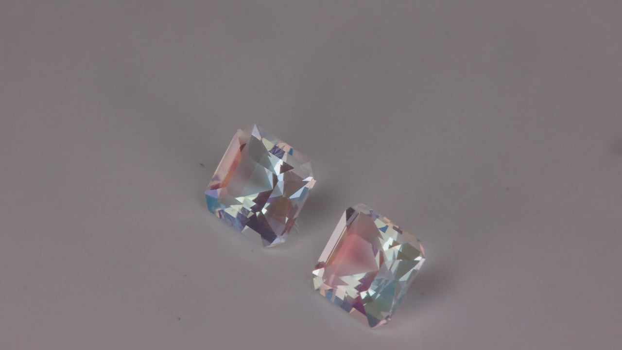 Pair of Square Step Cut Moonstones 2.78 Carats