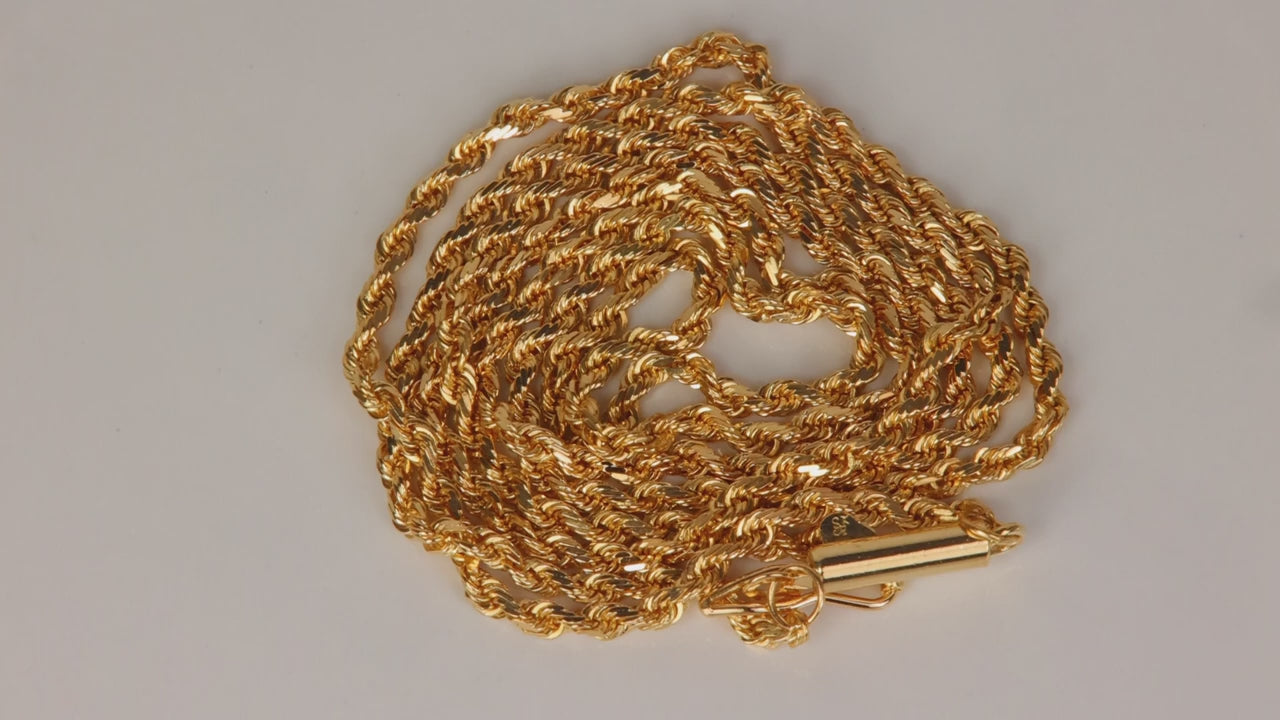 18K Yellow Gold Rope Link Chain 20"