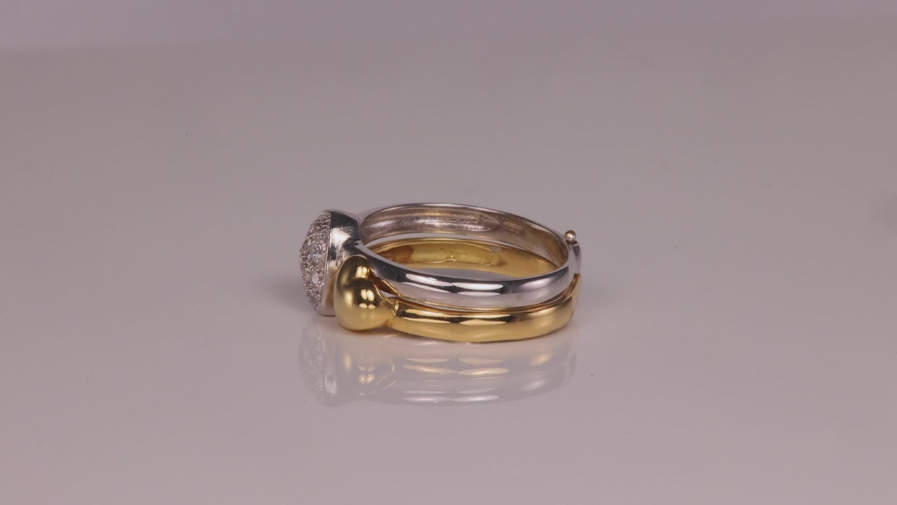 18K Yellow And White Gold Heart Ring Set
