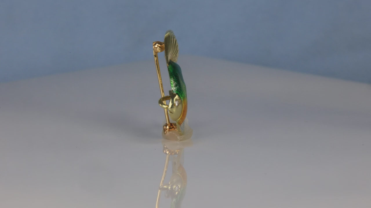 14K Yellow Gold Diamond Tropical Fish Pin/Brooch