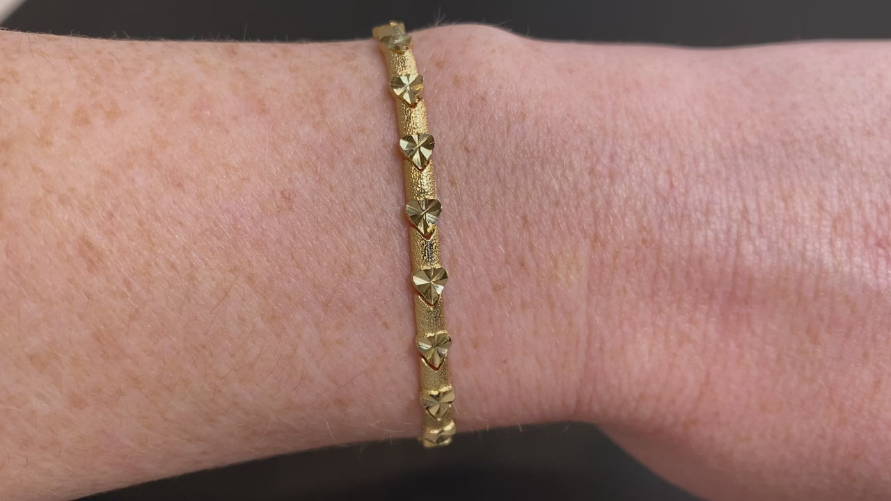 14K Yellow Gold Heart Link Bracelet
