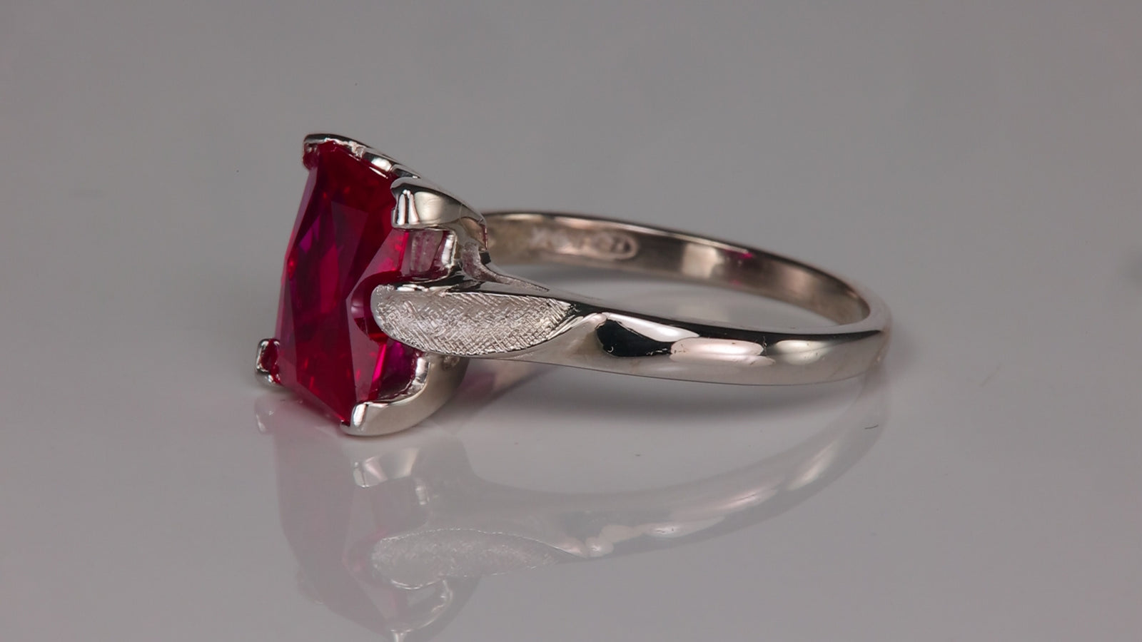 10K White Gold Synthetic Ruby Ring
