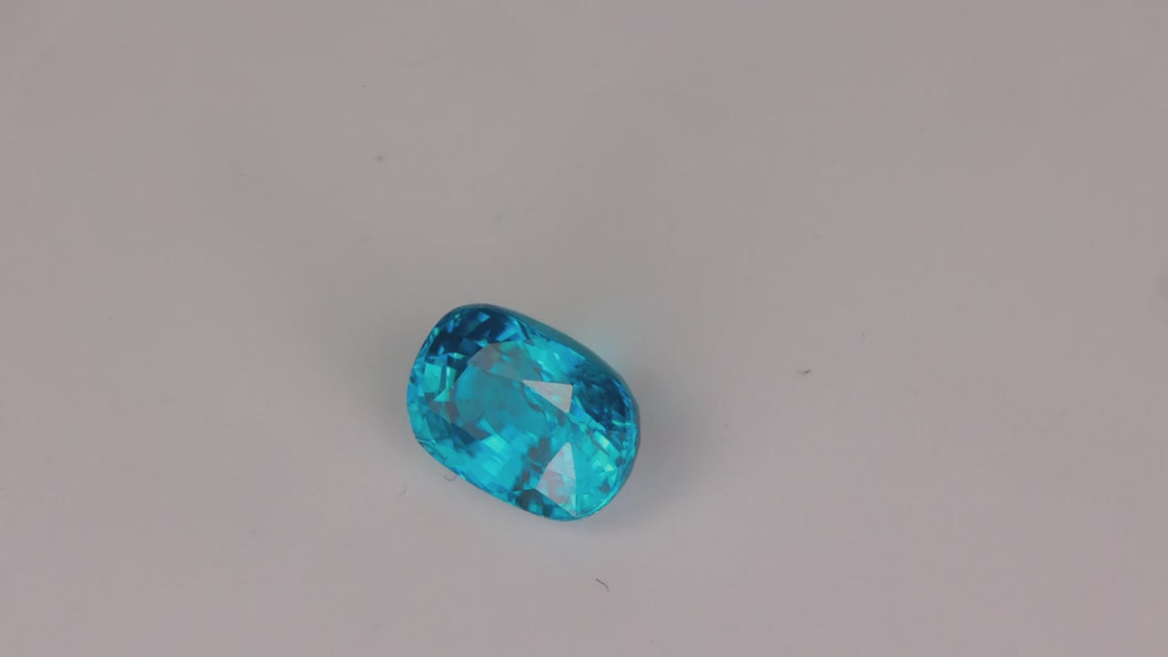 Antique Cushion Cut Blue Zircon From Cambodia 2.34cts
