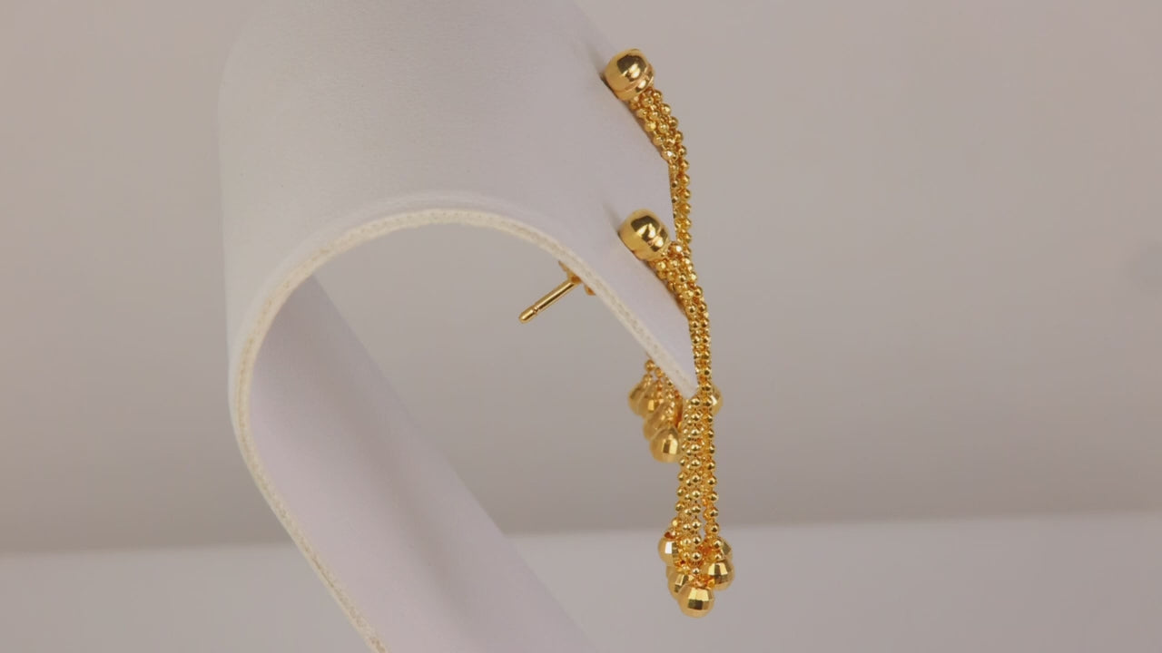 14K Yellow Gold Faceted Gold Bead Earrings