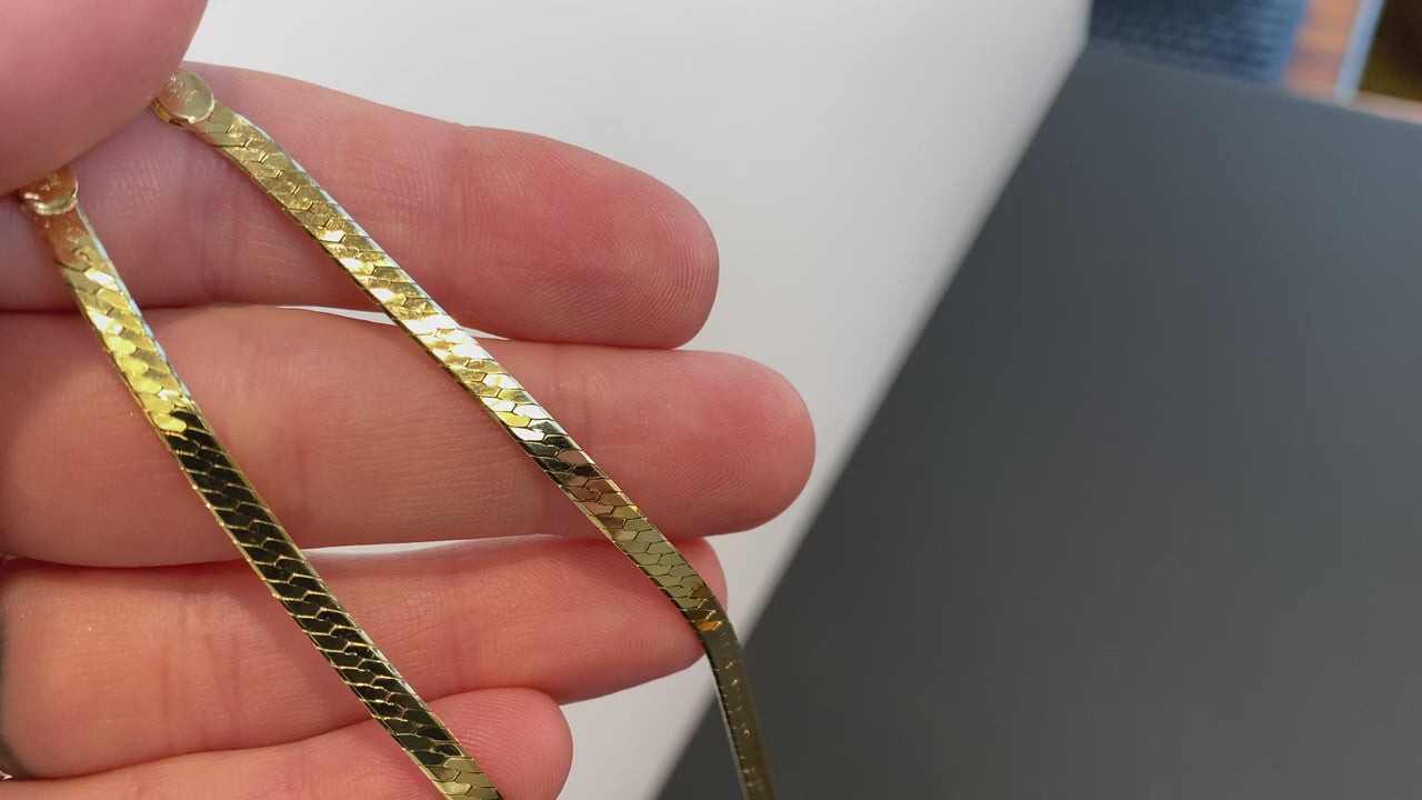 14K Yellow Gold Herringbone Necklace