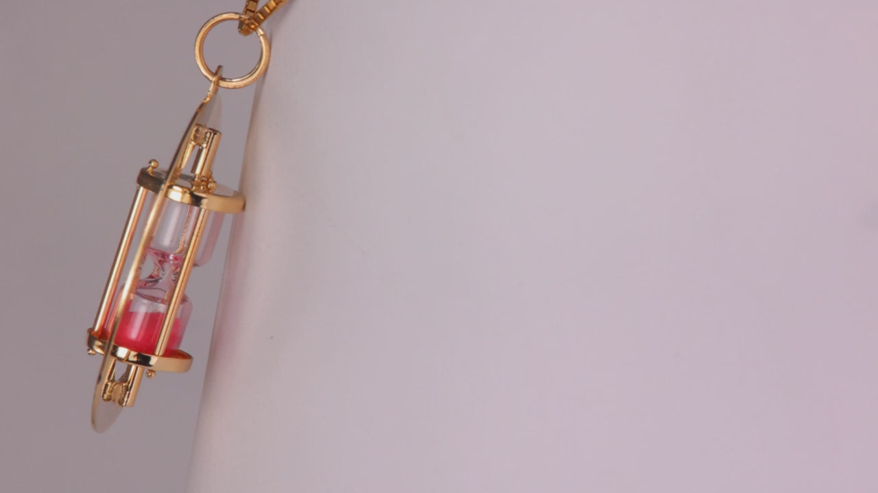 14K Yellow Gold "Grow Old With Me" Hourglass Pendant
