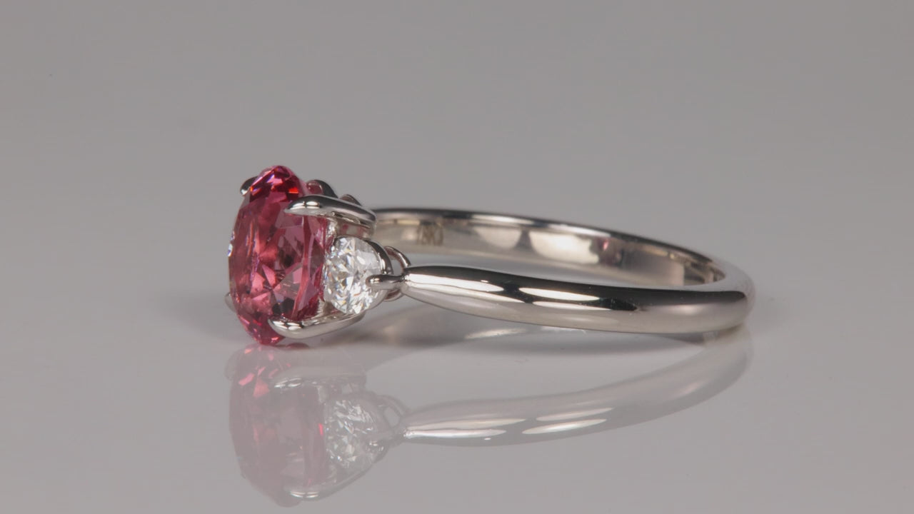 18K White Gold Oval Cut Mahenge and Diamond Ring 2.02 Carats