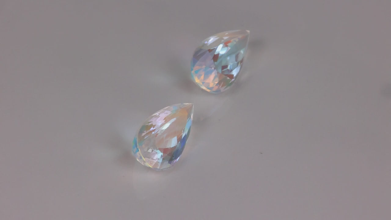 Pair of Pear Shape Brilliant Cut Moonstones 6.86 Carats