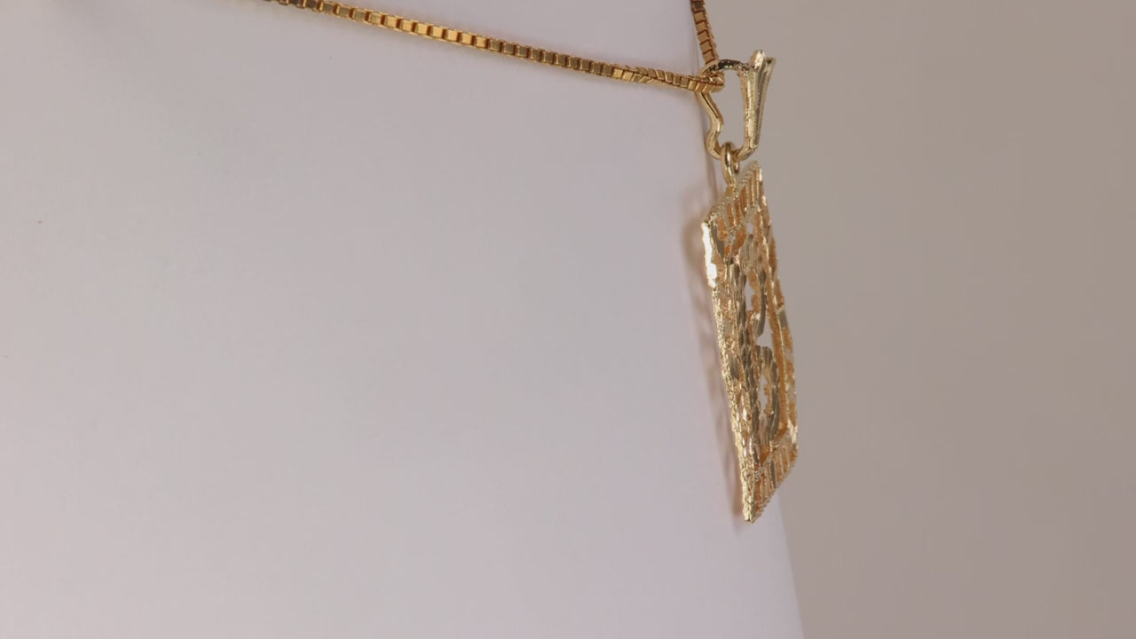 14K Yellow Gold Script "B" Initial Pendant