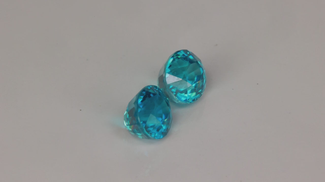 Oval Cut Blue Zircon Pair 4.97 Cttw