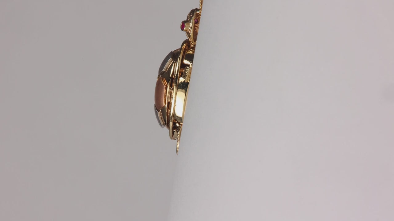 14K Tri Color Gold Turtle Pendant With Rubies