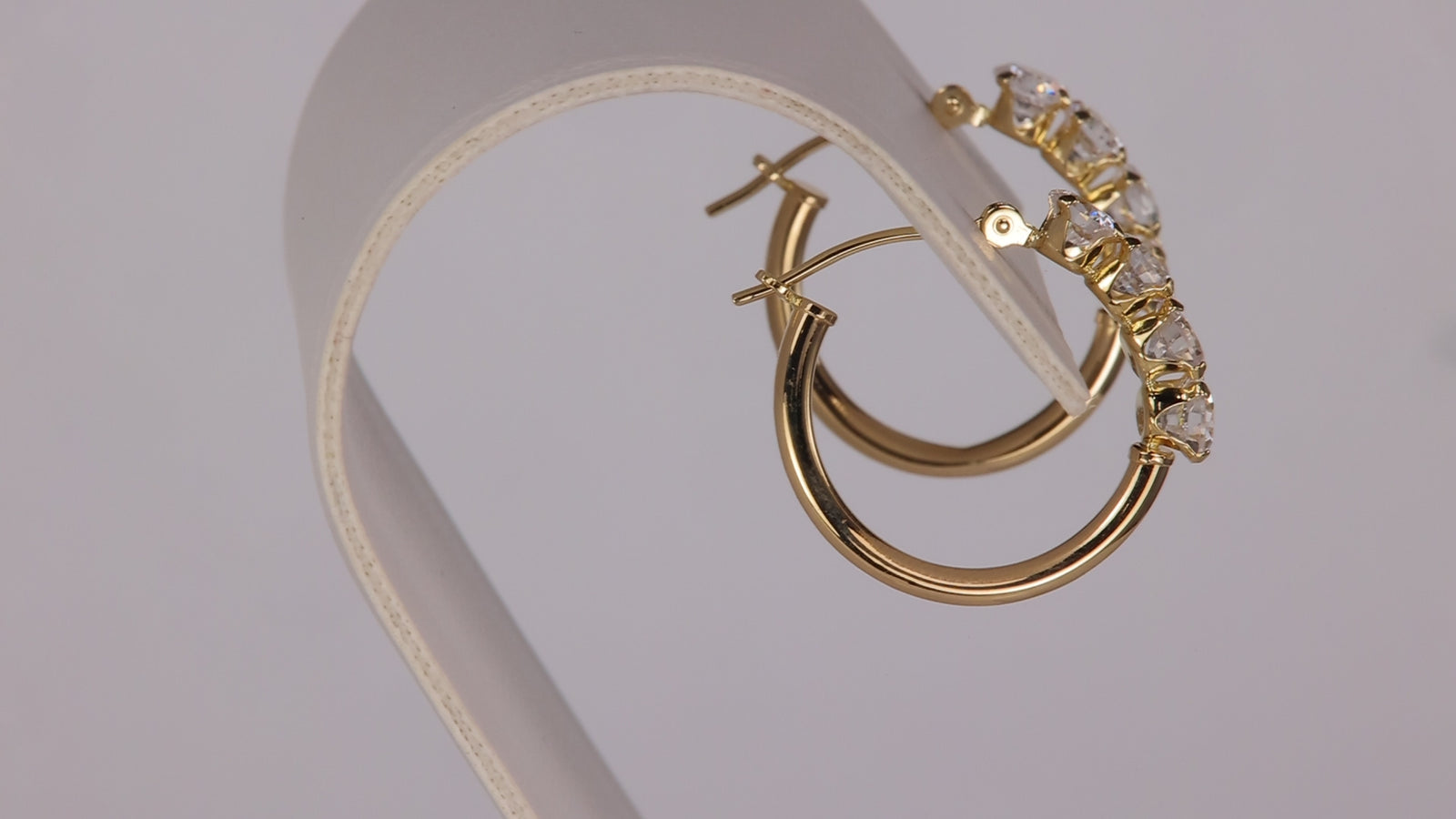 14K Yellow Gold Hoops With Cubic Zirconia