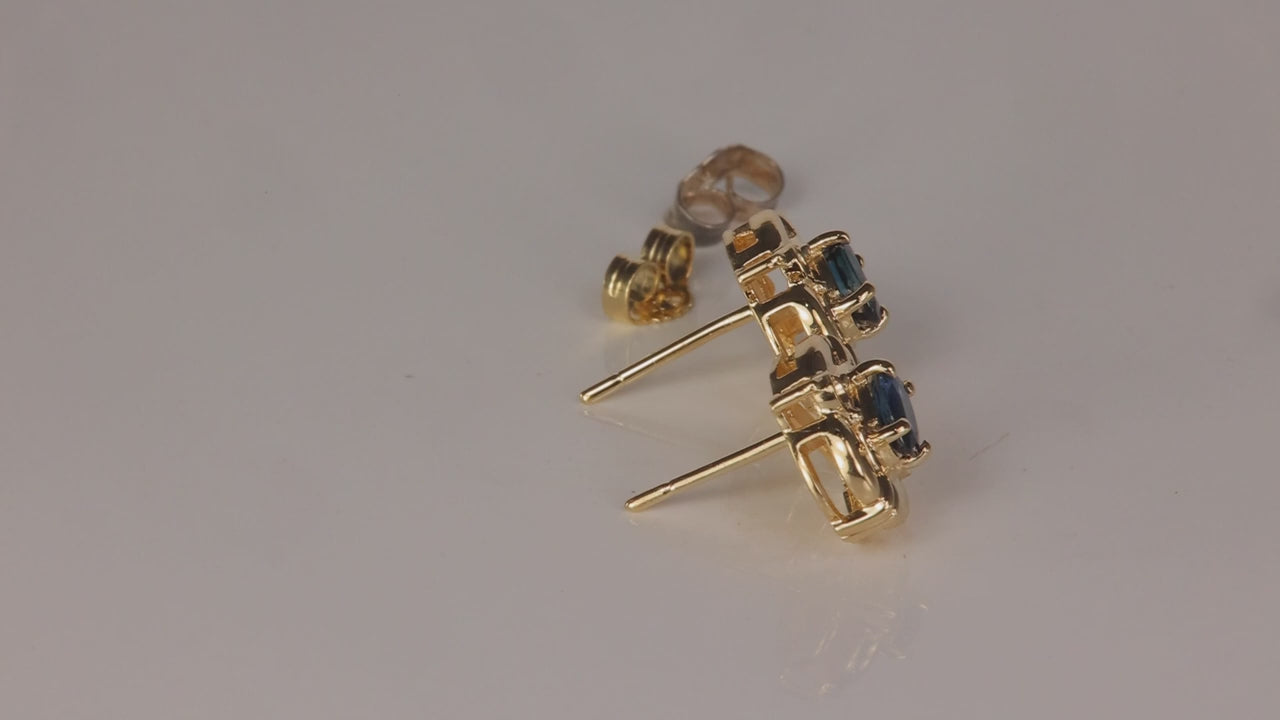 14K Yellow Gold Sapphire Stud Earrings .50cts