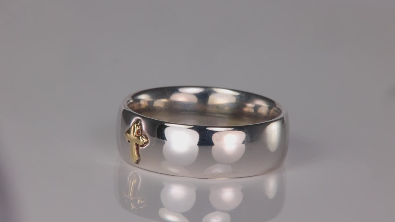 14K White and Yellow Gold Cross Ring