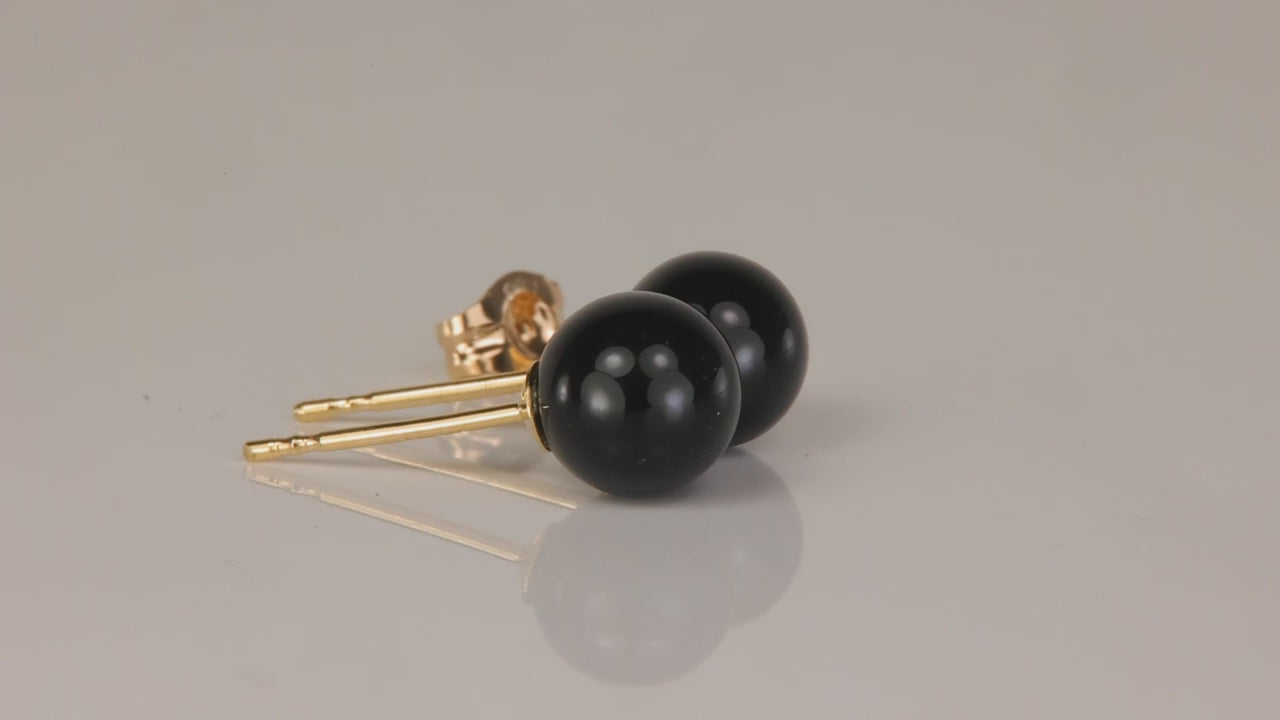 10K Yellow Gold Onyx Stud Earrings